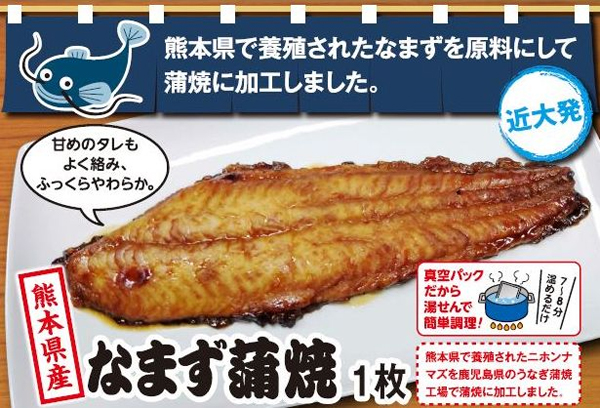 「近大発なまず蒲焼」は真空パックを湯せんで温めるだけ。甘めのタレもよくからんで、ふっくらやわらかなのが特徴だ