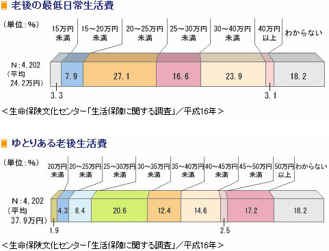 必要最低限の生活費とゆとりある生活費